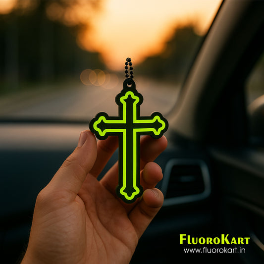 Cross Symbol – Fluorescent Car Mirror Hanging Charm