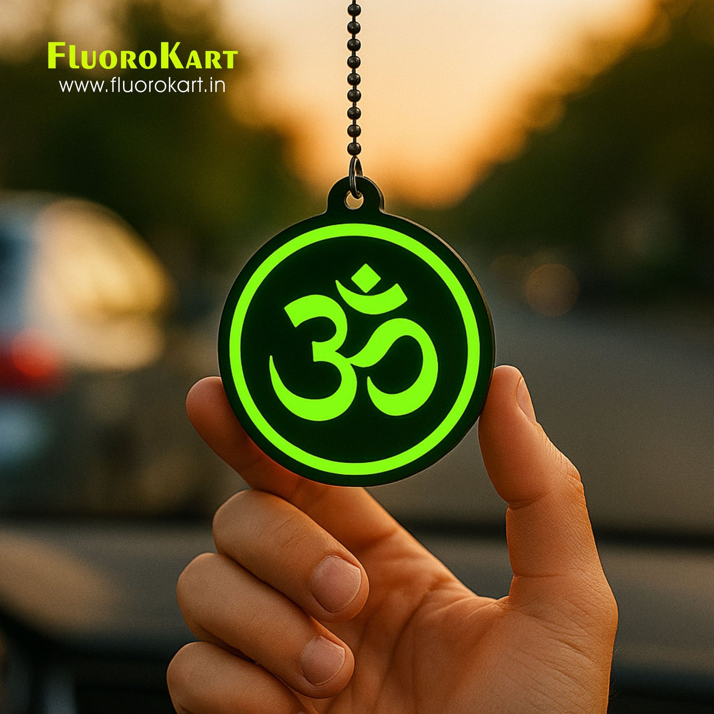 Aum Symbol – Fluorescent Car Mirror Hanging Charm