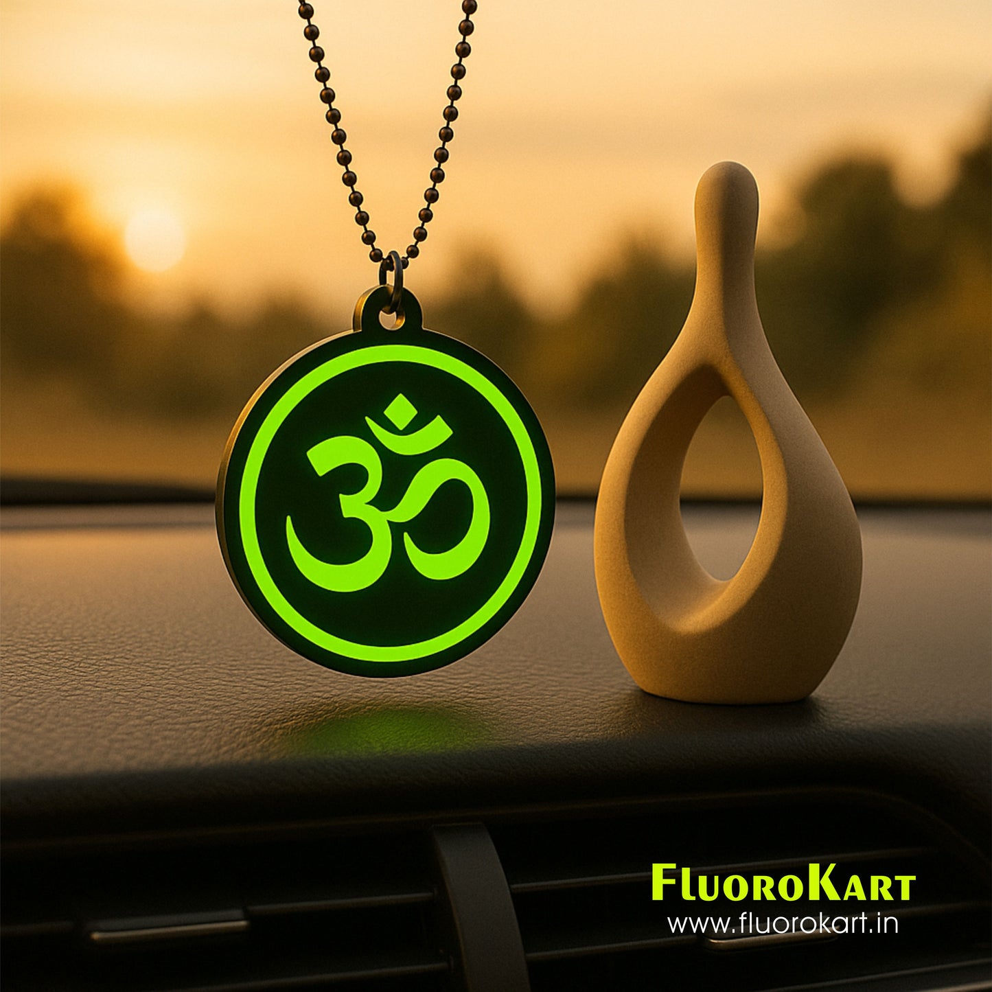 Aum Symbol – Fluorescent Car Mirror Hanging Charm