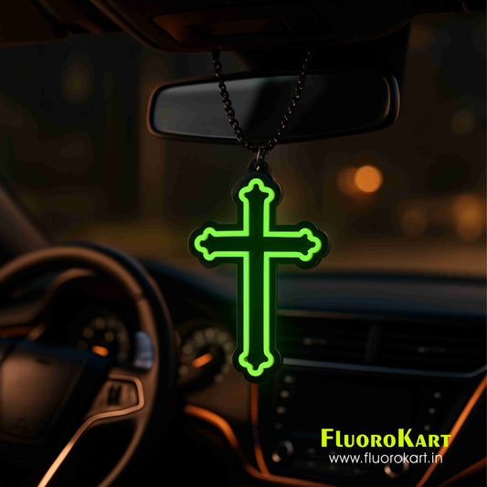 Cross Symbol – Fluorescent Car Mirror Hanging Charm