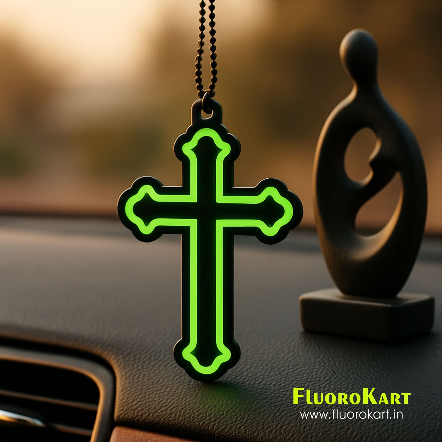 Cross Symbol – Fluorescent Car Mirror Hanging Charm