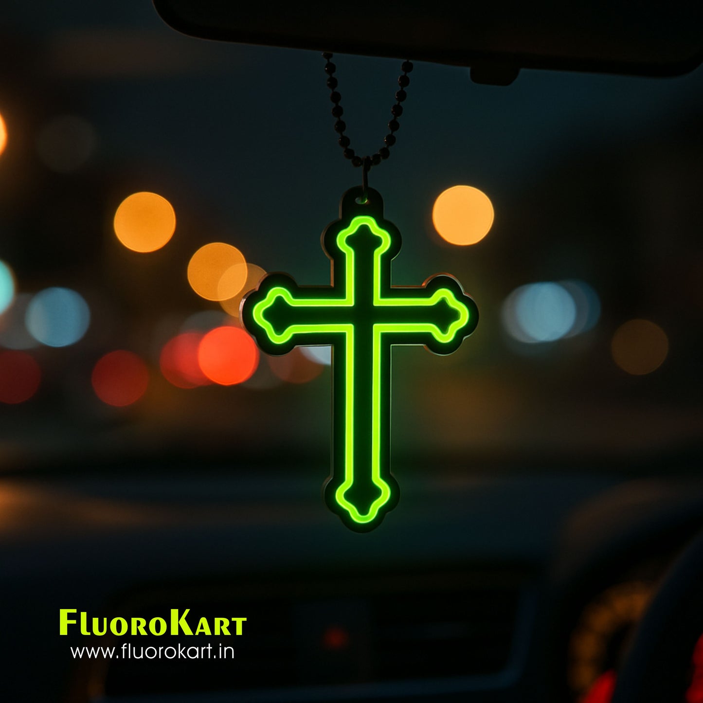 Cross Symbol – Fluorescent Car Mirror Hanging Charm