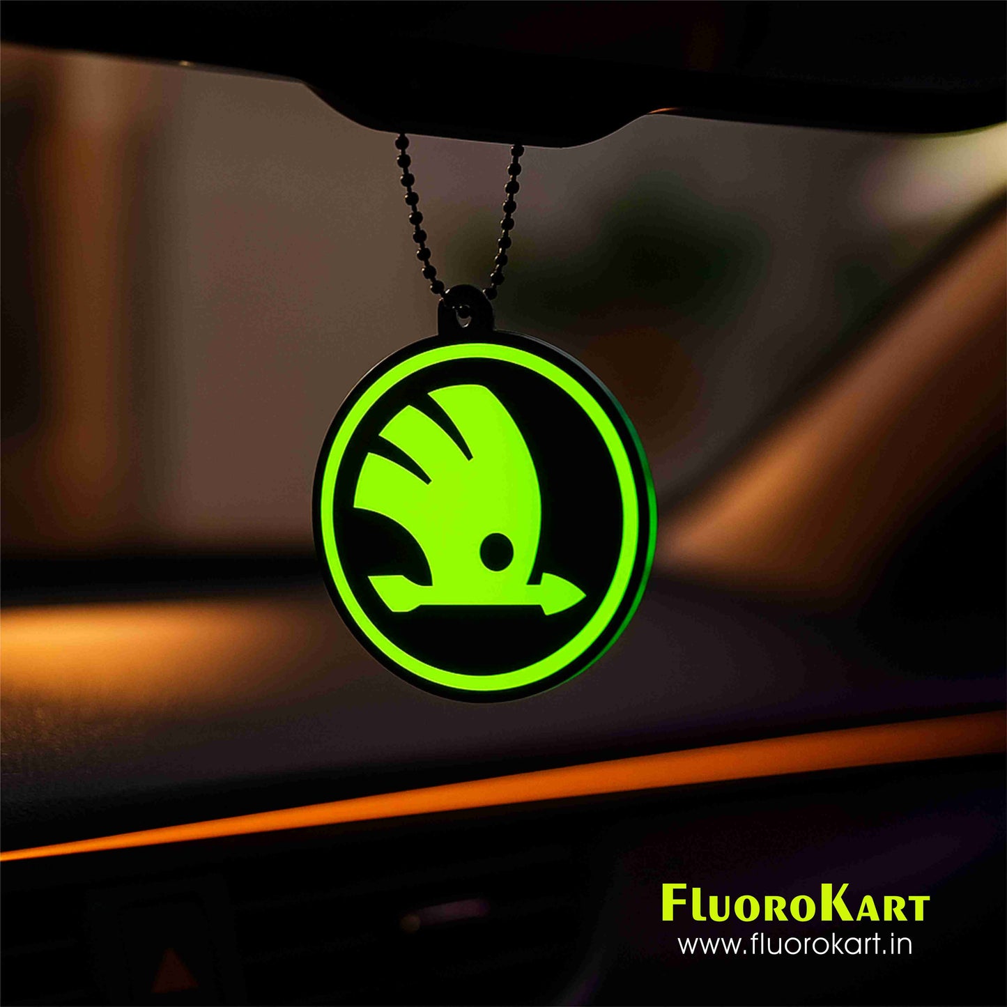 Skoda Logo – Fluorescent Car Mirror Hanging Charm